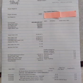 Halkbank Paraf Kart Ay Ayda İki Kere Ekstre Gönderiyor.