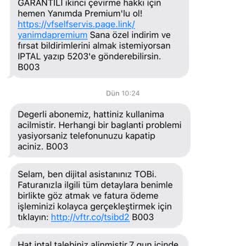 Vodafone Hat Taşıma Hattın Kapanmaması