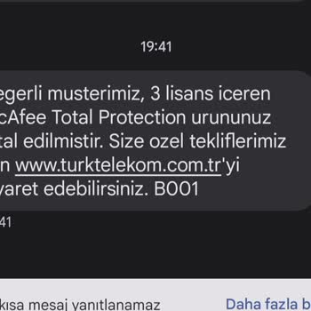 Türk Telekom Farkında Olmadan Başlayan McAfee Aboneliği Ve Mağduriyetim