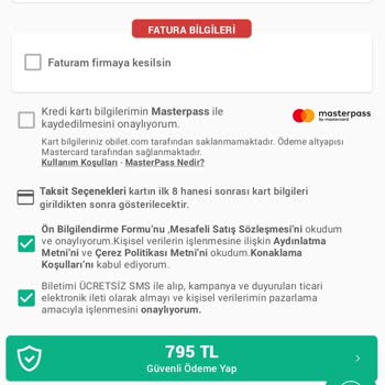 Obilet Ödeme Konusundaki Sıkıntı