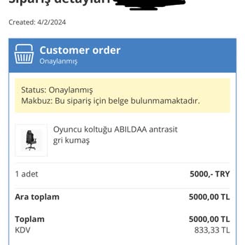 JYSK 1.5 Aydır Teslim Edilemeyen Koltuk