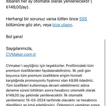 CV Maker İzinsiz Para Çekme