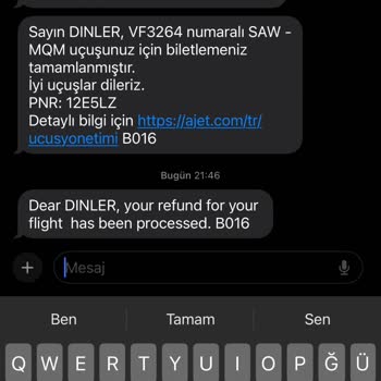 Anadolu Jet Ajet Bilet İptali