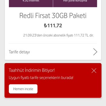 Vodafone Fahiş Tarife Fiyatları