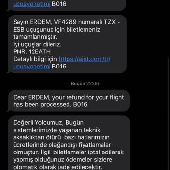 Anadolu Jet Bilet İptali Mağduriyeti
