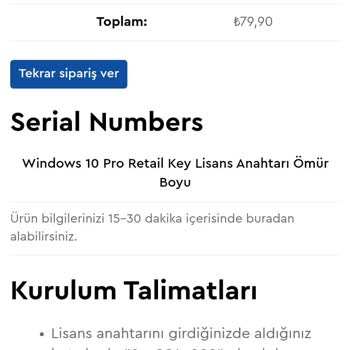 Lisansnet Win 10 Pro Retail Kodu İçin Dolan Dirildim