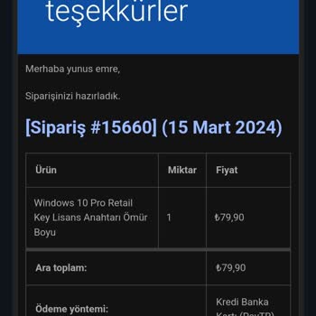 Lisansnet Win 10 Pro Retail Kodu İçin Dolan Dirildim