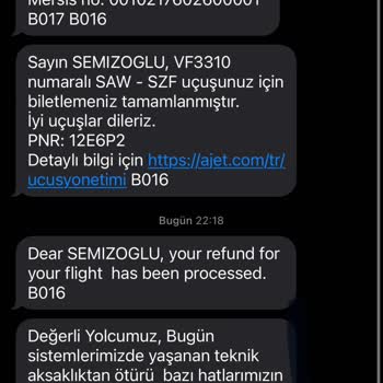 Anadolu Jet Ajet Uygulaması 19 Mart Biletleme İptali