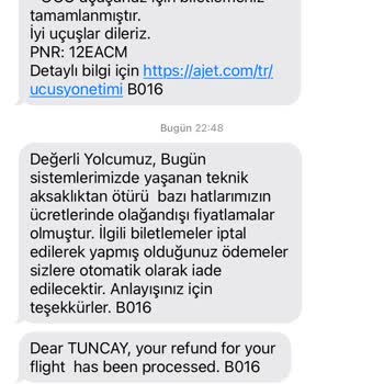 Anadolu Jet Ajet Biletimi İptal Etti