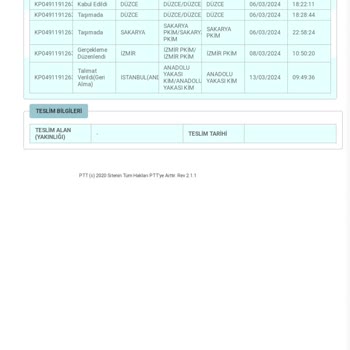 PTT Kargom Teslim Edilmedi