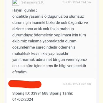 Sefamerve İade Ettiğim Ürünlerin Parasını Talep Ediyorum.