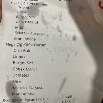 Komagene Özensiz Hazırlanan Sipariş