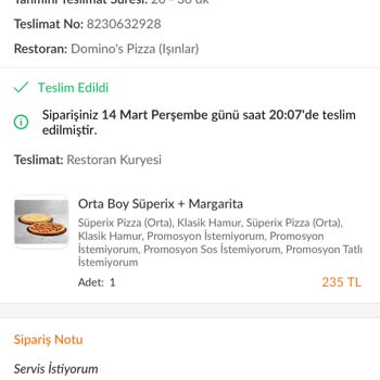 Domino's Pizza Çekirdeği Çıkarılmayan Zeytin