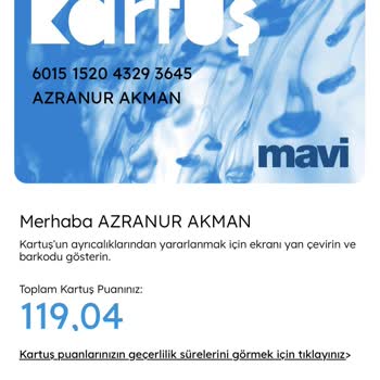Mavi Kartuş Puanım Onaylanmayan Alışverişimde Silindi.
