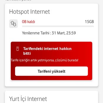 Vodafone Sınırsız Pakette Sınırlı Paylaşım