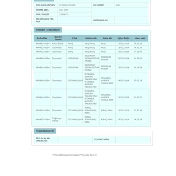 PTT Kargo Geç Gelen Kargo