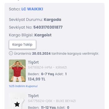 LC Waikiki Sitede Olup İptal Edilen Ürün