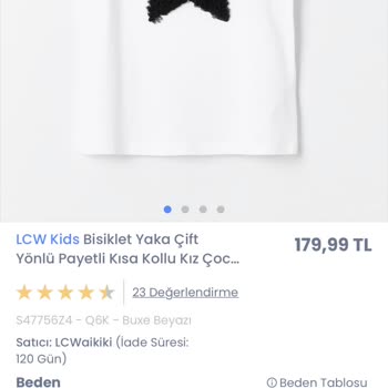 LC Waikiki Sitede Olup İptal Edilen Ürün