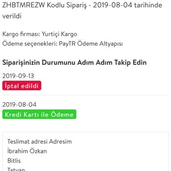 Evform Sipariş İptali Para İadesi