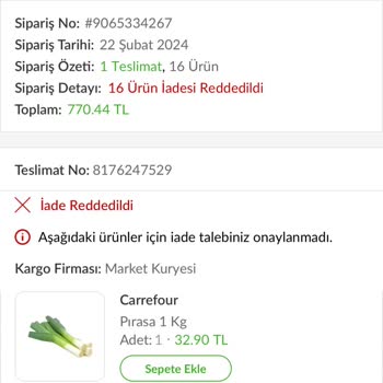 Trendyol Market Ve Carrefour İstinye Hiper Şubesi Mağduriyeti