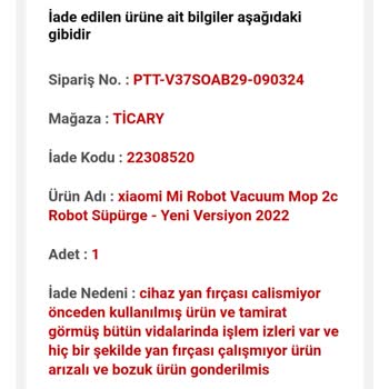 Ticary Epttavm Xiaomi Robot Süpürge