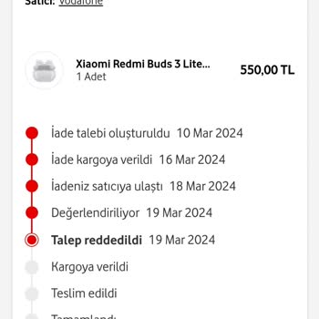 Vodafone Her Şey Yanımda, Arızalı Ürün İadesi Reddi
