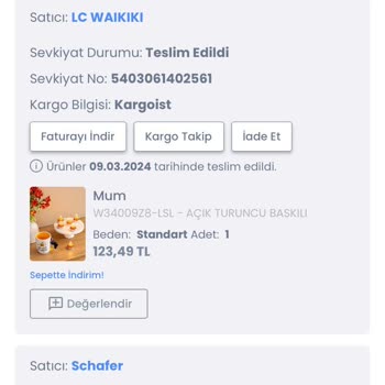 Schafer 14 Gün Sonra İptal Edilen Sipariş