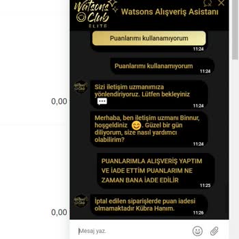 Watsons Puanımı Yedi Ve Geri İade Etmedi