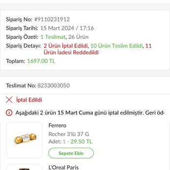 Migros Teslim Almadığım Ürünlerin İadesini Yapmıyorlar