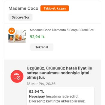 Hepsiburada Yanlış Fiyatlandırma Adı Altında Ürün İptal Ediyor