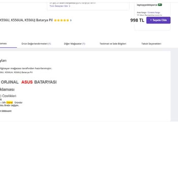 Alfa Bilgisayar Alfabilgisayar Asus K556U, K556UA, K556UJ Batarya Orijinal Pil Sahte