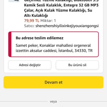 Amazon Bu Adrese Teslim Edilemez Hatası