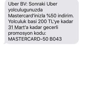 Uber Mesaj Gelmesini İstemiyorum.