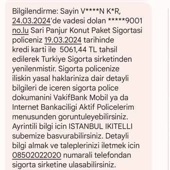 VakıfBank Sarı Panjur Konut Paket Sigortası Poliçe İptali