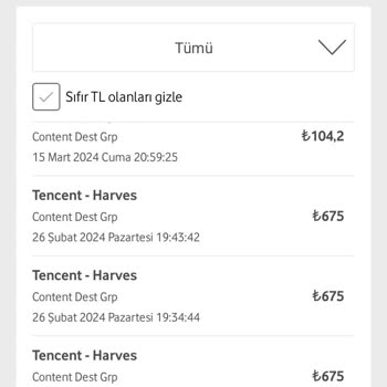 İznim Olmadan Mobil Ödemeden Para Çekildi (Vodafone, Tencent Harvest)