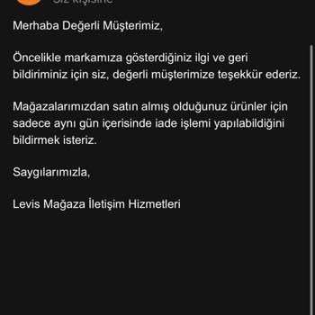 Levi's İade Talebi Reddi