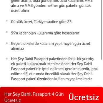 Vodafone Yurt Dışı Kullanım 4 Gün Ücretsiz Aldatmacası!