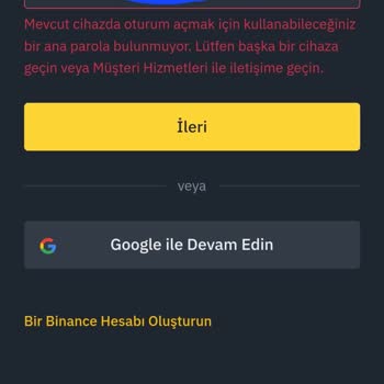 Binance Giriş Yaparken Ana Parola Bulunmuyor Hatası