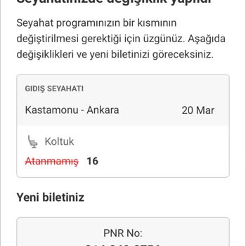 13:30 Kamil Koç Bileti Saat Değişikliği Hayal Kırıklığı