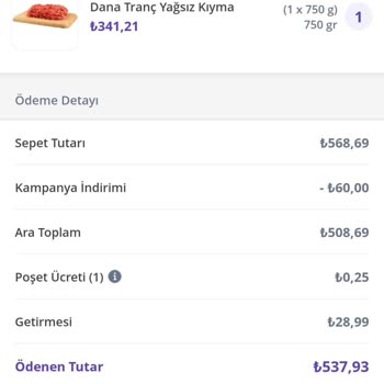 Happy Center Market Kıyma Siparişi