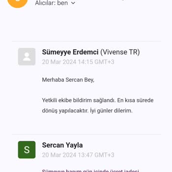 Vivense Paramı İade Etmiyor