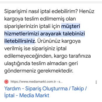 Media Markt Urunu İptal Ettiremedim