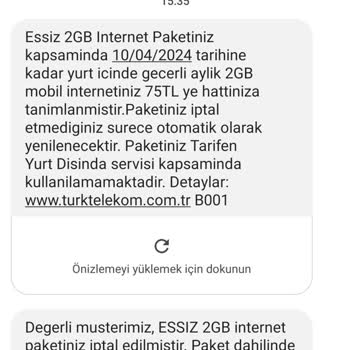 Türk Telekom İşlem Onayı Alınmadan Ek İnternet Paketi Ücreti Kesilmesi