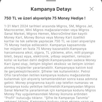 Migros Sanal Market Kampanyadan Money Gelmedi