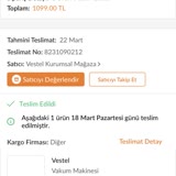 Vestel Vakum Makinesi Gelmeyen Ürün