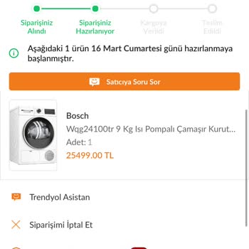 Teknosa Sipariş İptali Yapmıyor.