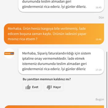 Teknosa Sipariş İptali Yapmıyor.