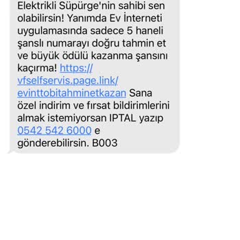 Vodafone Vf Yanımda İstenmeyen SMS