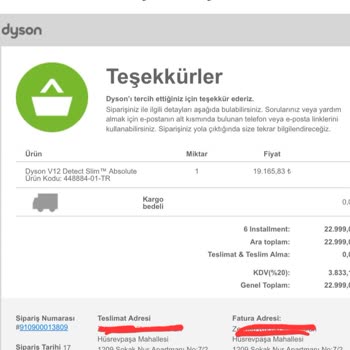 Dyson Ürünün Ücreti Ödediğim Ama Ürün Gönderilmedi
