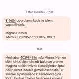 Migros Sanal Market Sipariş İptali